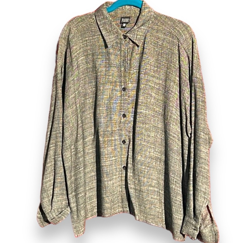 Eileen Fisher Woven cotton top/jacket. Black & White